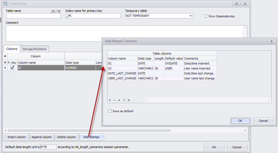 Add Timestamp columns and Last Modification Users all at once in Create Table Dialog
