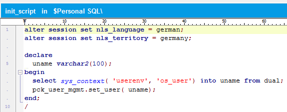Oracle SQL initialization script