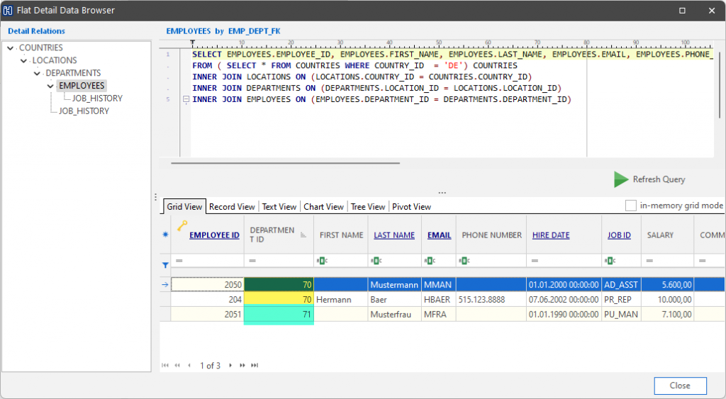 Broswer Simulation Api Oracle Flat Detail Data Browser for Oracle Database